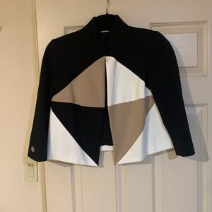 Chico’s Black/Tan/Ivory Lined Short Jacket sz0